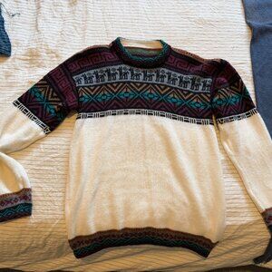 Mens Handwoven alpaca wool sweater from Peru, size L